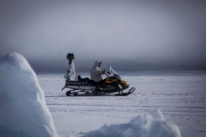 Take a snowmobile with Google Maps to the sea ice habitats of the Arctic Eider duck