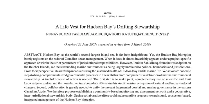 A Life Vest for Hudson Bay’s Drifting Stewardship 