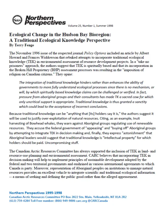 Ecological Change in the Hudson Bay Bioregion